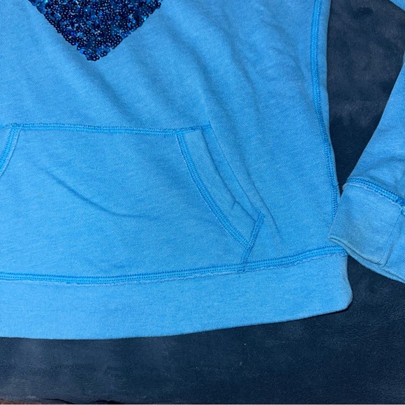 Y2K Hollister Blue Heart Sequin Bird Logo Fleece Sweatshirt/Hoodie - Picture 4 of 7